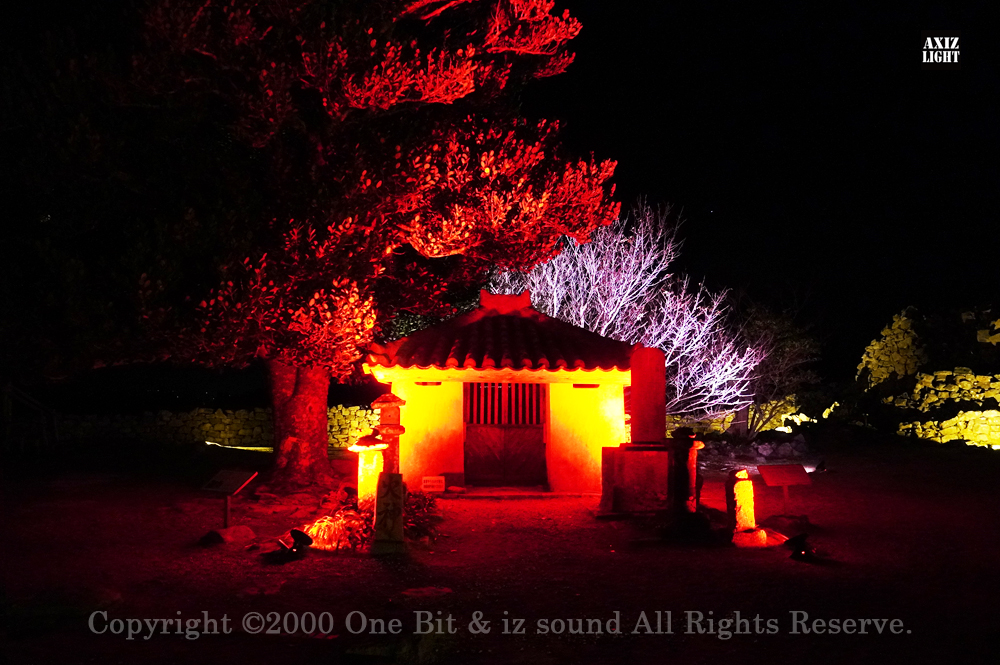 今帰仁グスク桜まつり：夜桜ライトアップ実施写真（9）／OneBit（ワンビット）& AXIZ Light（アクシーズライト）& あくち～む（照明プロデュースLighting production, 照明デザインlighting design, デジタルプログラムdigital program）