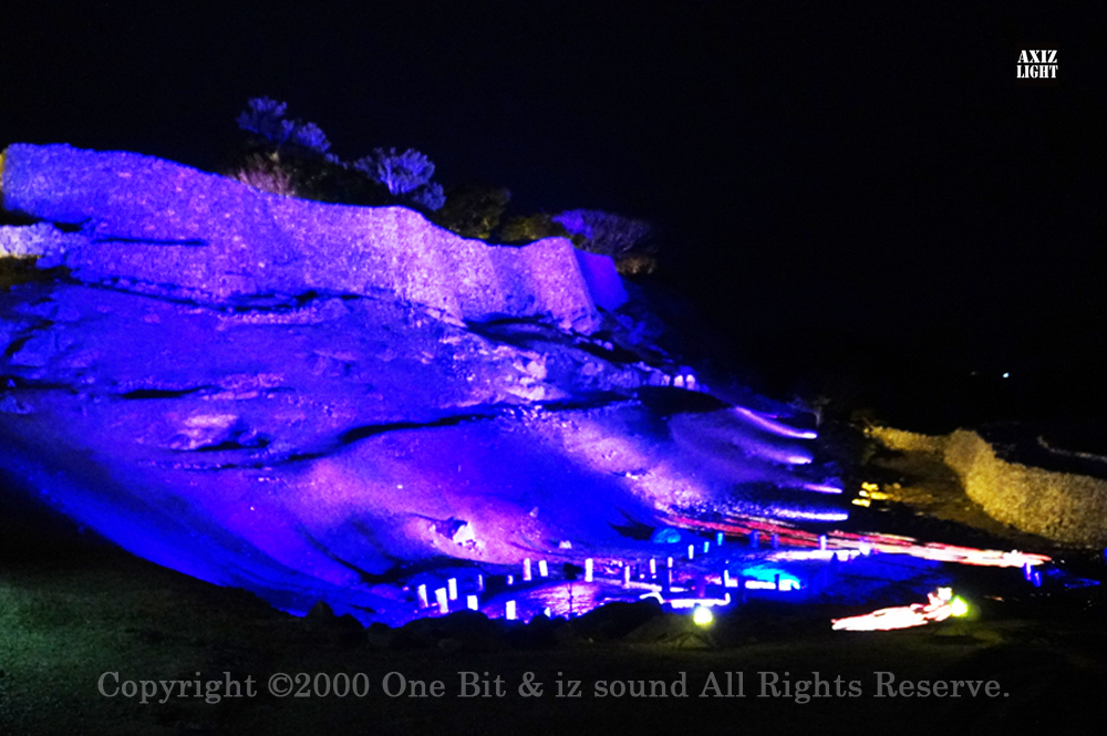 今帰仁グスク桜まつり：夜桜ライトアップ実施写真（7）／OneBit（ワンビット）& AXIZ Light（アクシーズライト）& あくち～む（照明プロデュースLighting production, 照明デザインlighting design, デジタルプログラムdigital program）